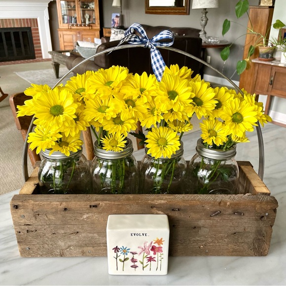 Rae Dunn•EVOLVE.•Original Watercolor Floral•4”x 4” Ceramic Statement Piece🌼 - Picture 4 of 11